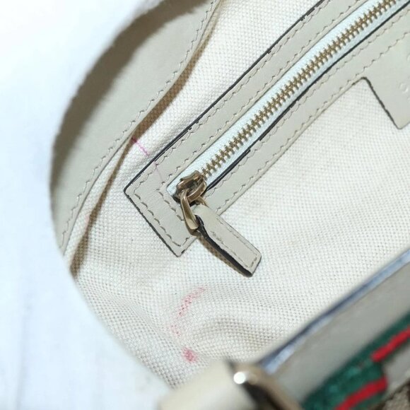 GUCCI GG Canvas Web Sherry Line Tote Bag Beige Red Green 257061 Auth BA6046 - Picture 12 of 16